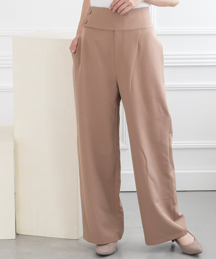 waist button wide pants