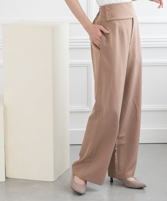 waist button wide pants