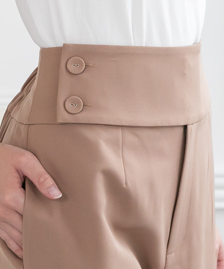 waist button wide pants