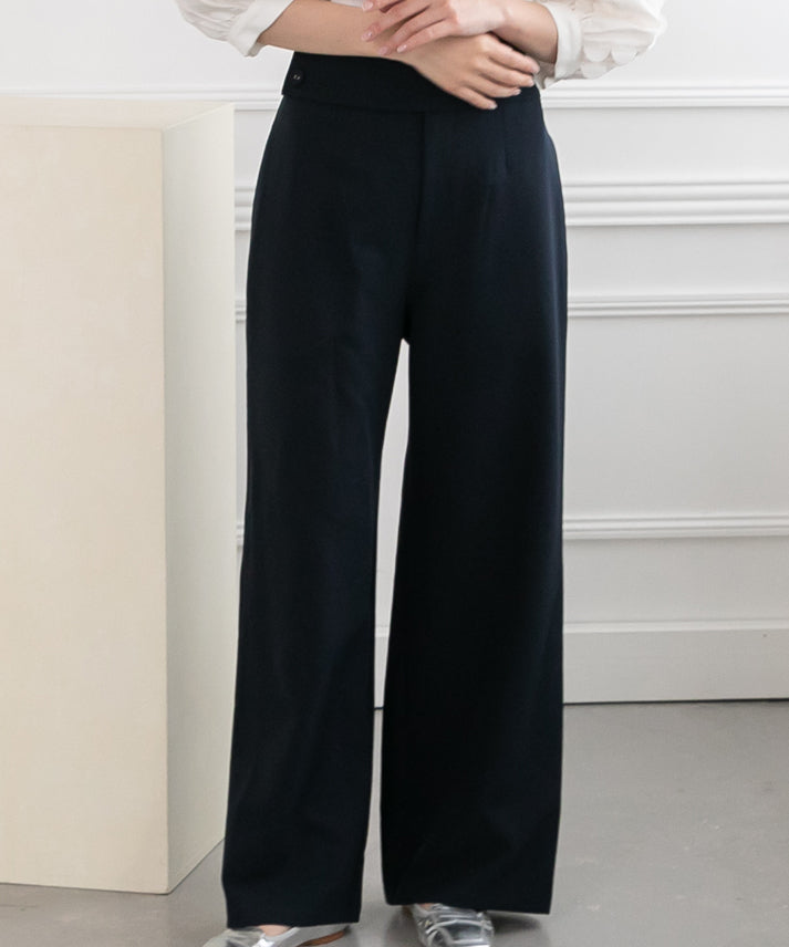 waist button wide pants