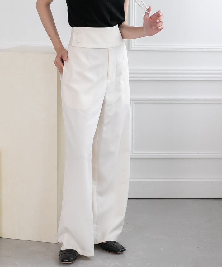 waist button wide pants