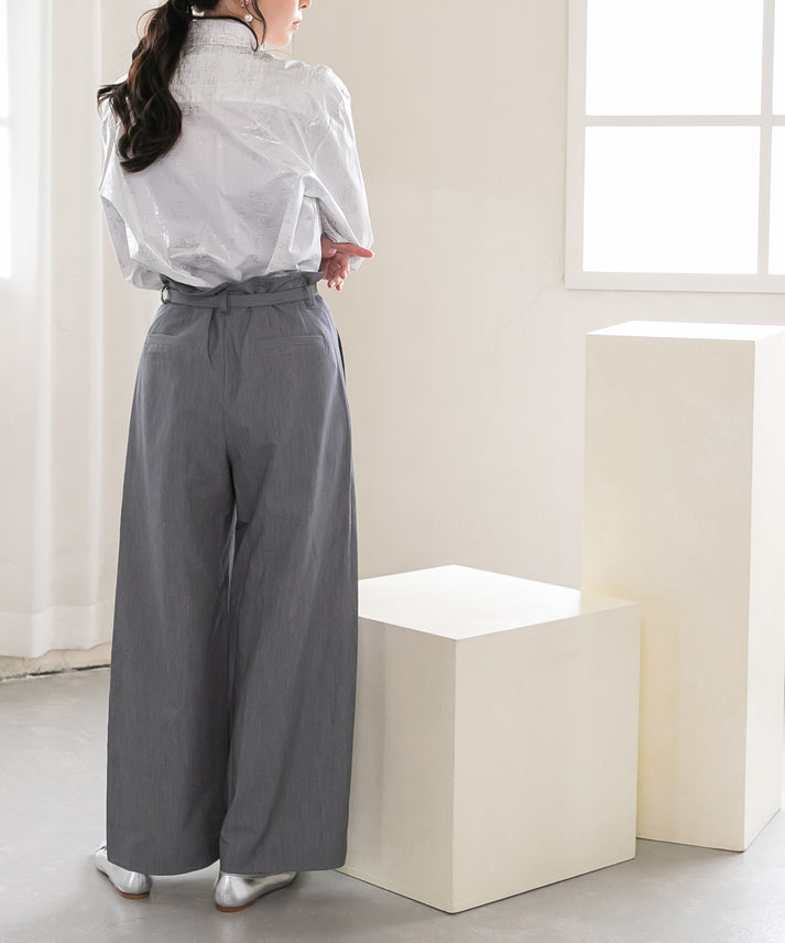 waist belt wide pants
