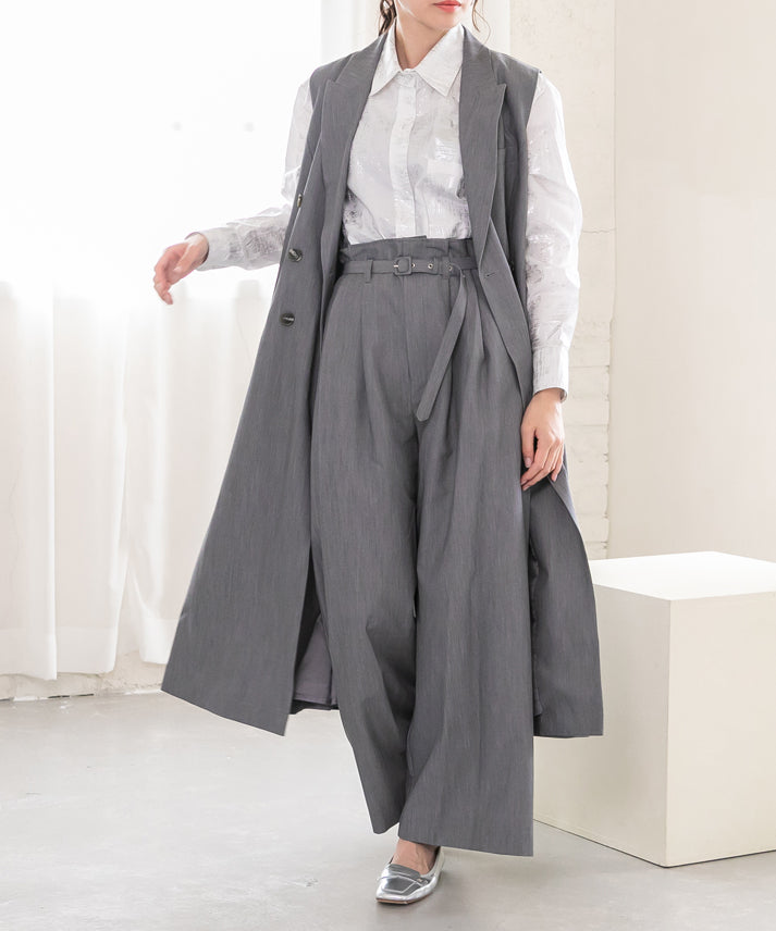 waist belt wide pants