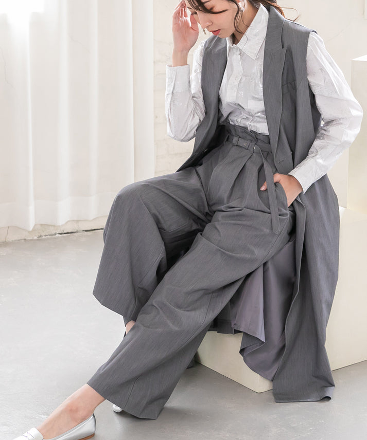 waist belt wide pants