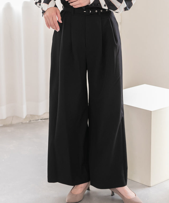 waist belt wide pants