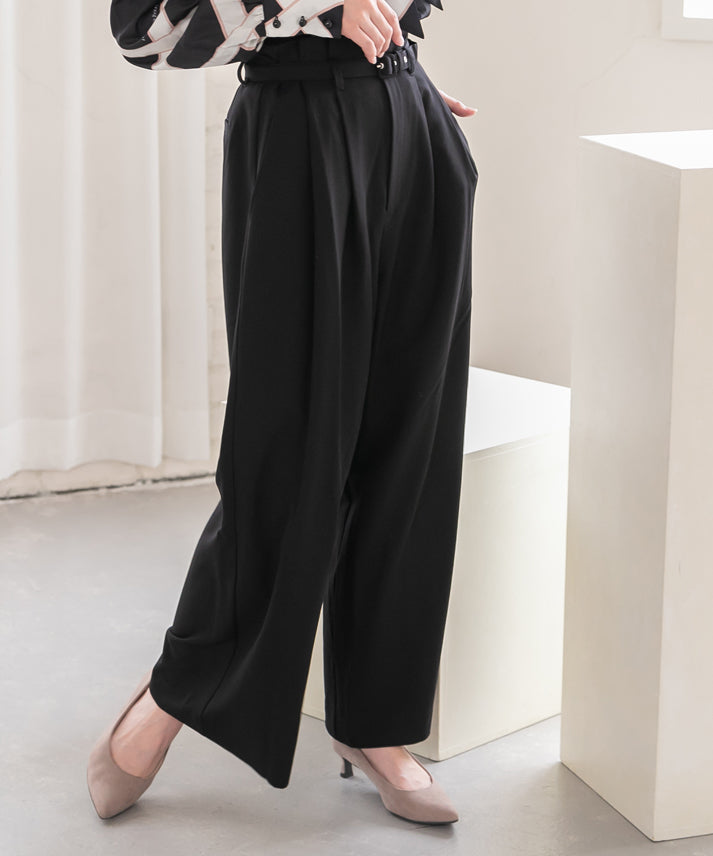 waist belt wide pants
