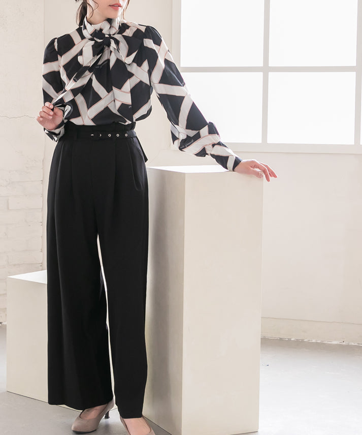 waist belt wide pants