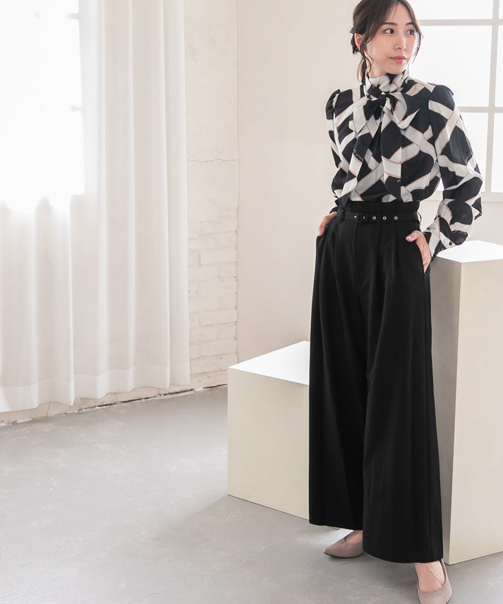 waist belt wide pants