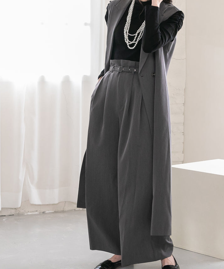 waist belt wide pants