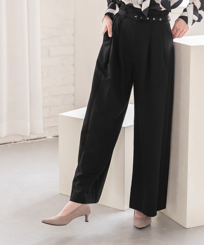waist belt wide pants