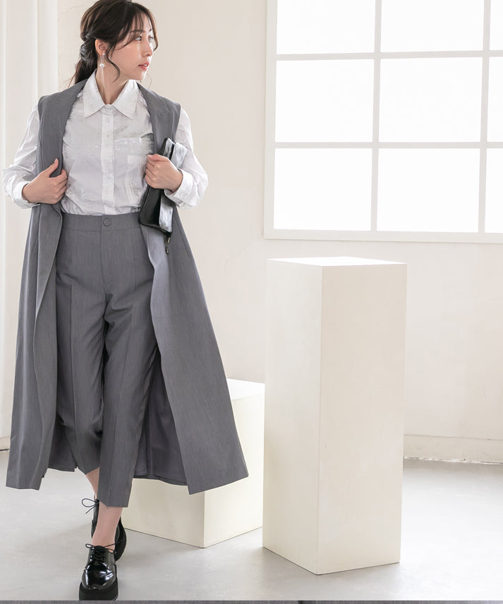 side satin center press pants