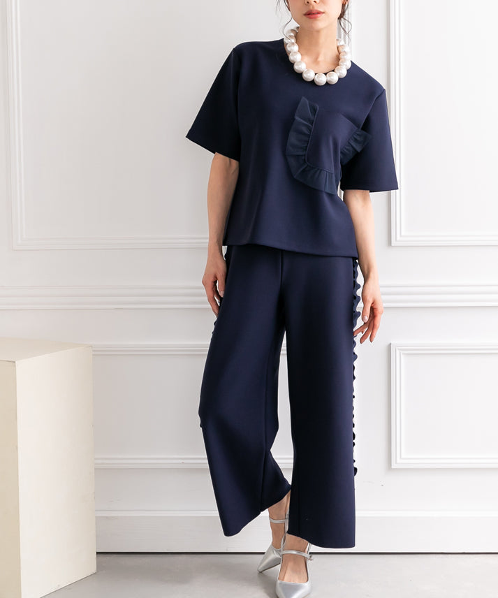 tulle frills pocket pullover