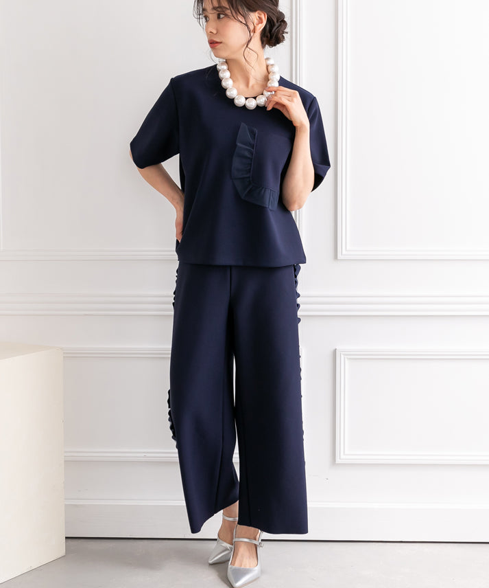 tulle frills pocket pullover