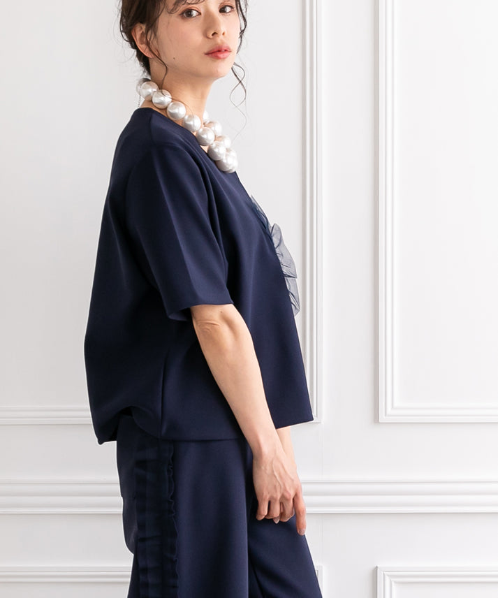 tulle frills pocket pullover