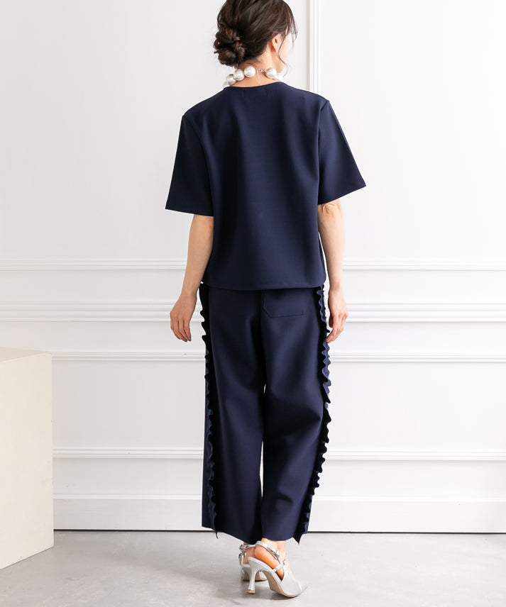tulle frills pocket pullover