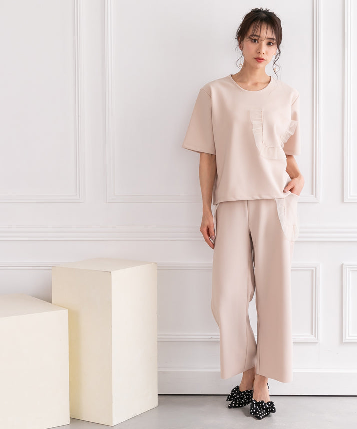 tulle frills pocket pullover