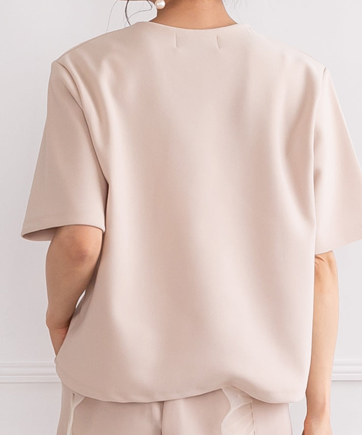 tulle frills pocket pullover