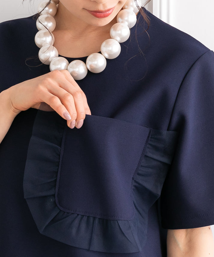tulle frills pocket pullover