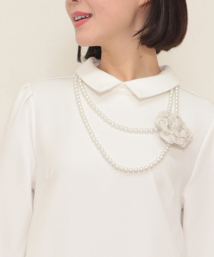 hem switching tweed frills onepiece