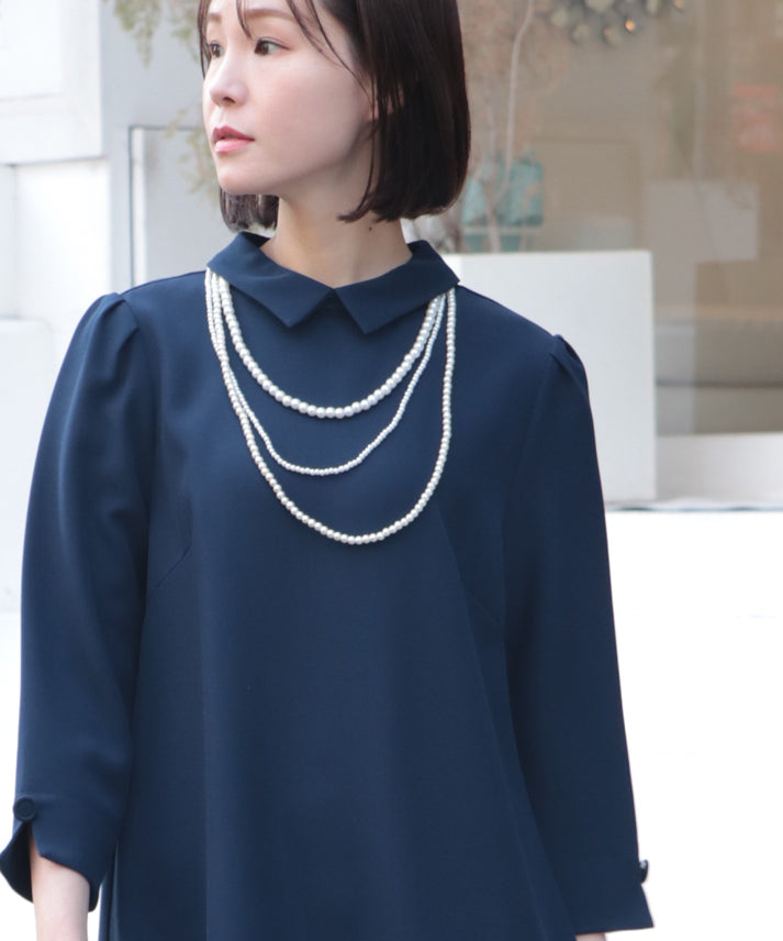 hem switching tweed frills onepiece