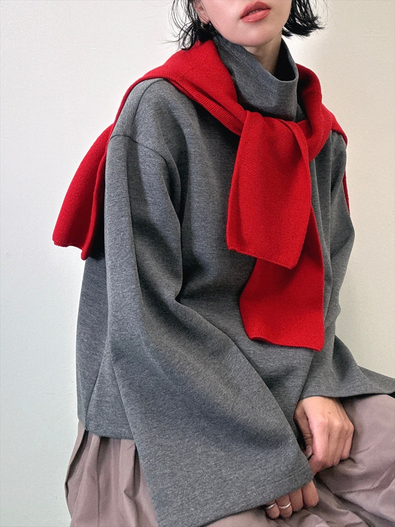 sleeve flare long sleeve high neck cut and sew