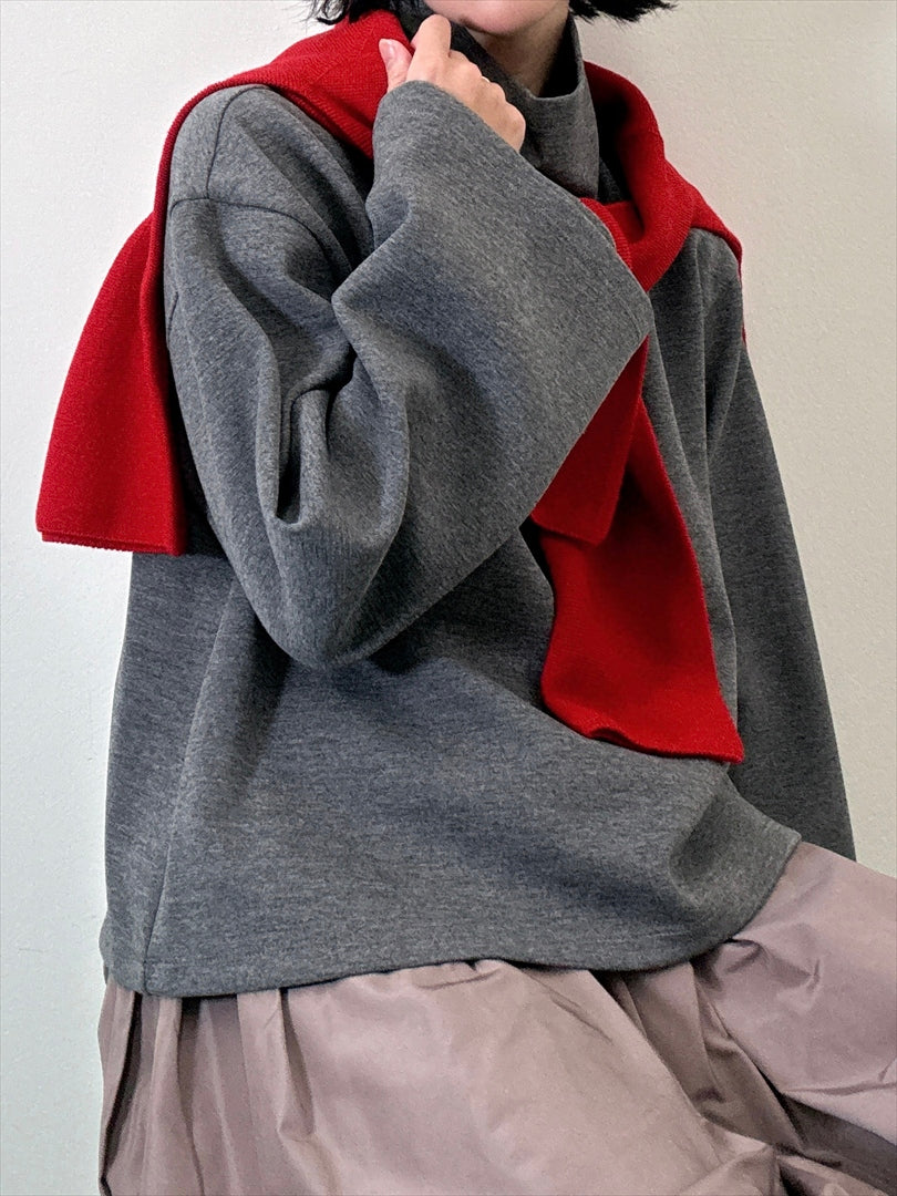 sleeve flare long sleeve high neck cut and sew