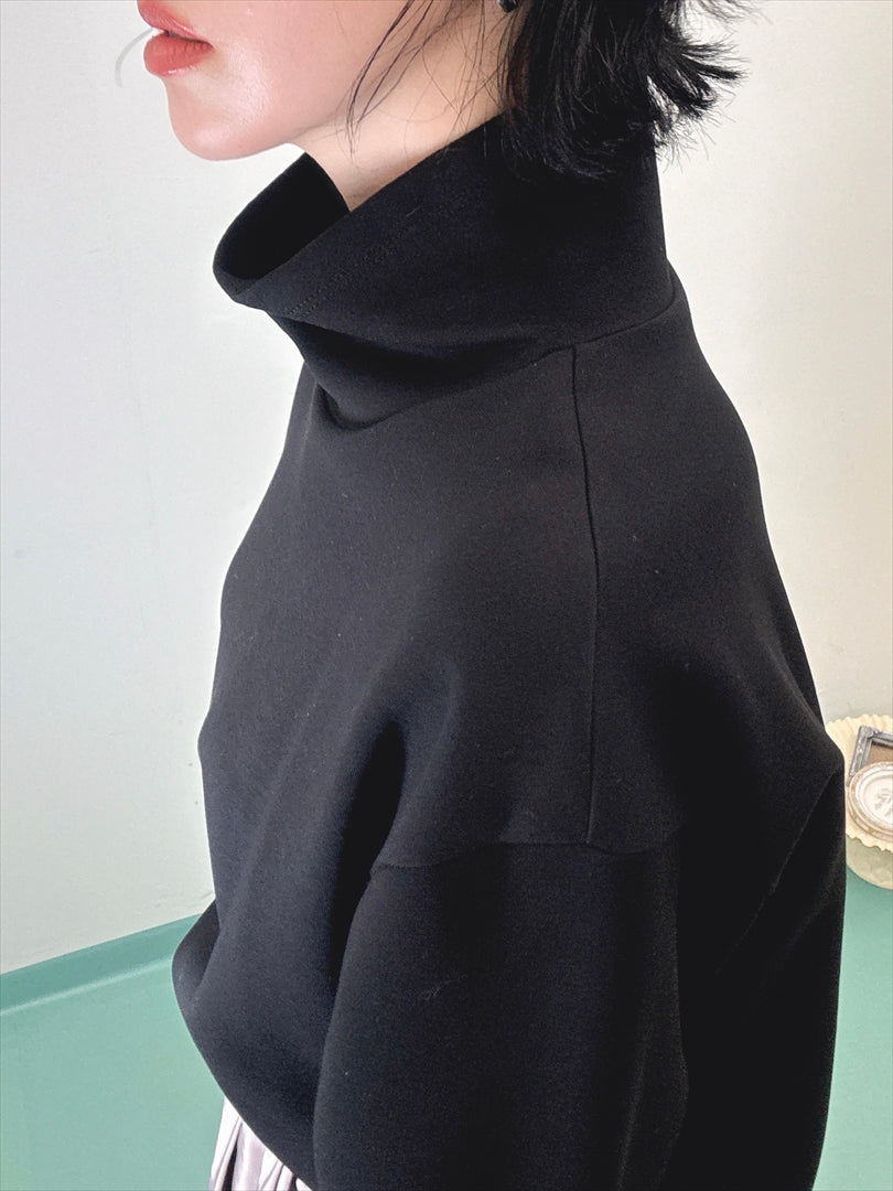 sleeve flare long sleeve high neck cut and sew