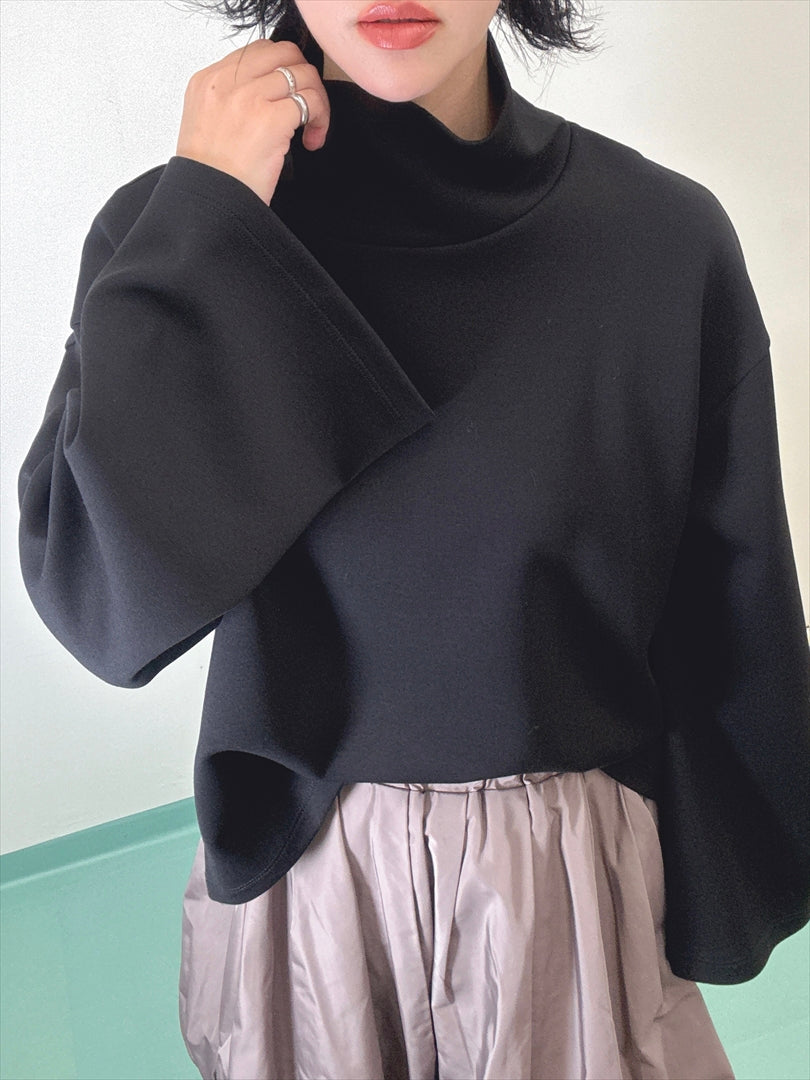 sleeve flare long sleeve high neck cut and sew