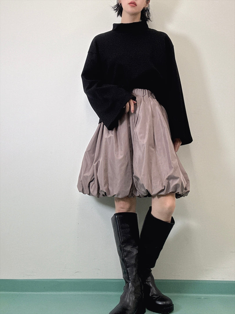 sleeve flare long sleeve high neck cut and sew