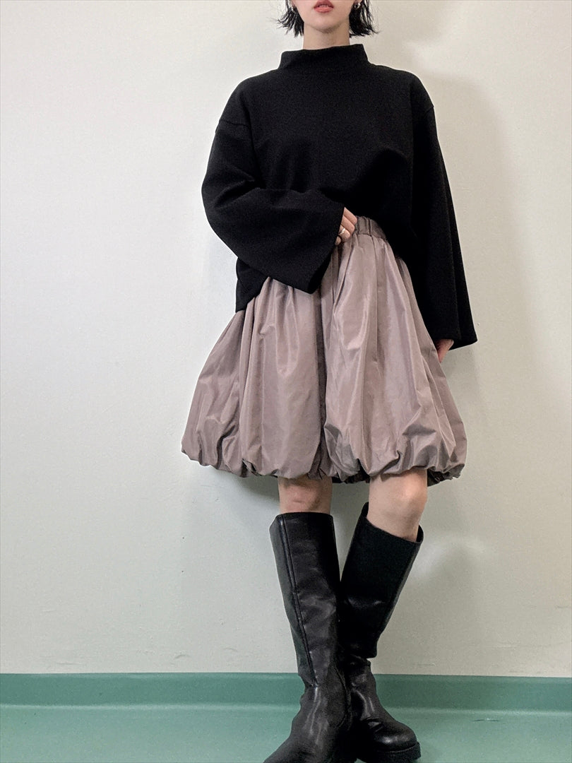 sleeve flare long sleeve high neck cut and sew