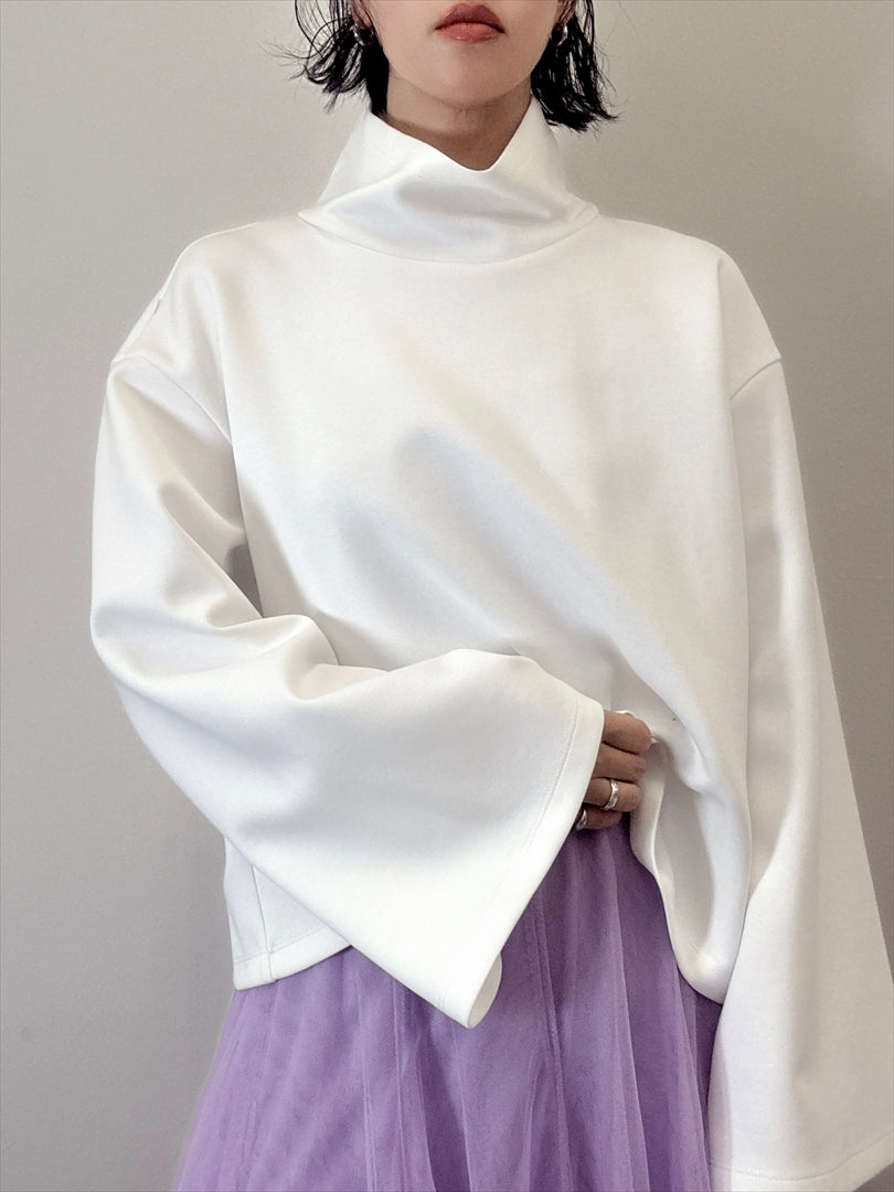 sleeve flare long sleeve high neck cut and sew