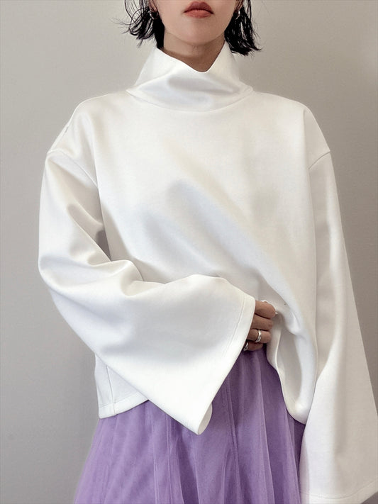 sleeve flare long sleeve high neck cut and sew