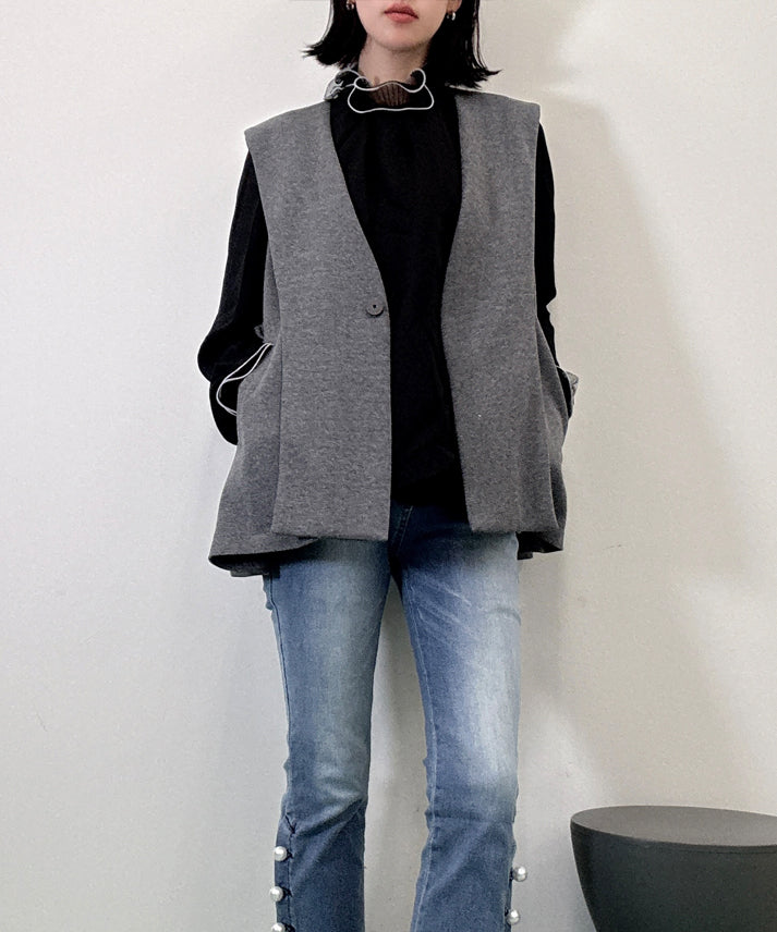 bicolor piping frills blouse