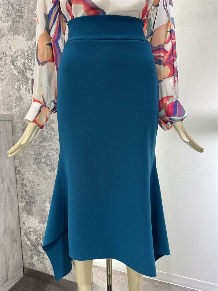 stretch hem asymmetry skirt