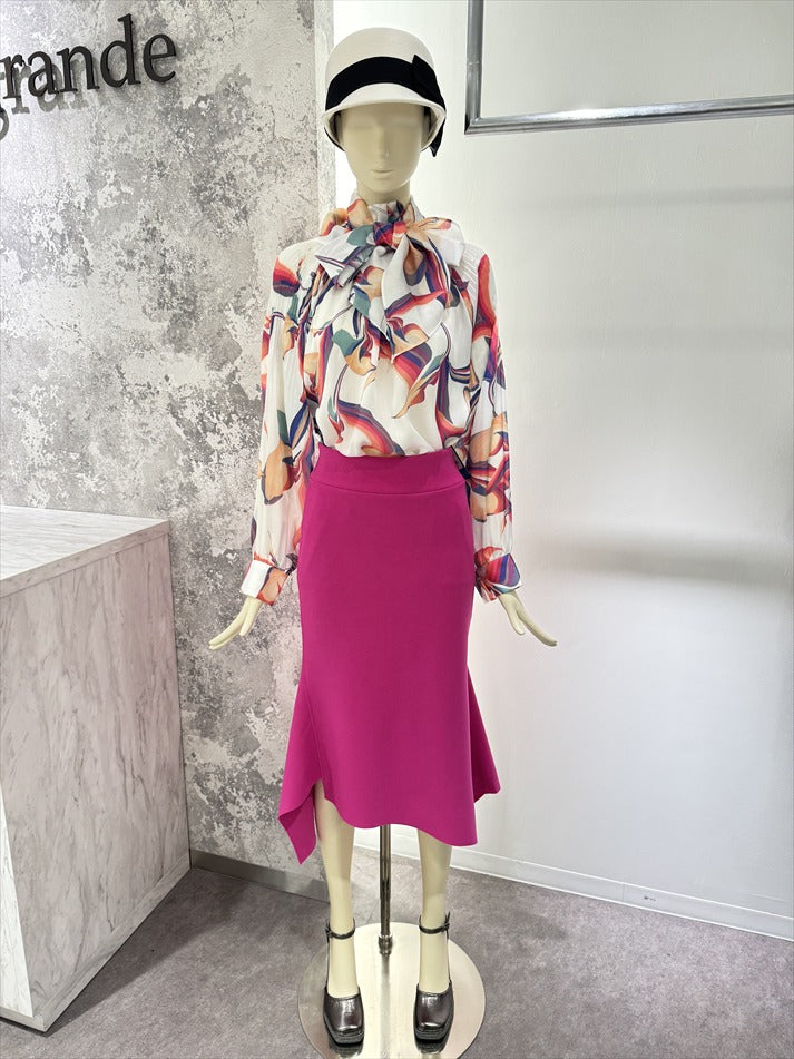 stretch hem asymmetry skirt