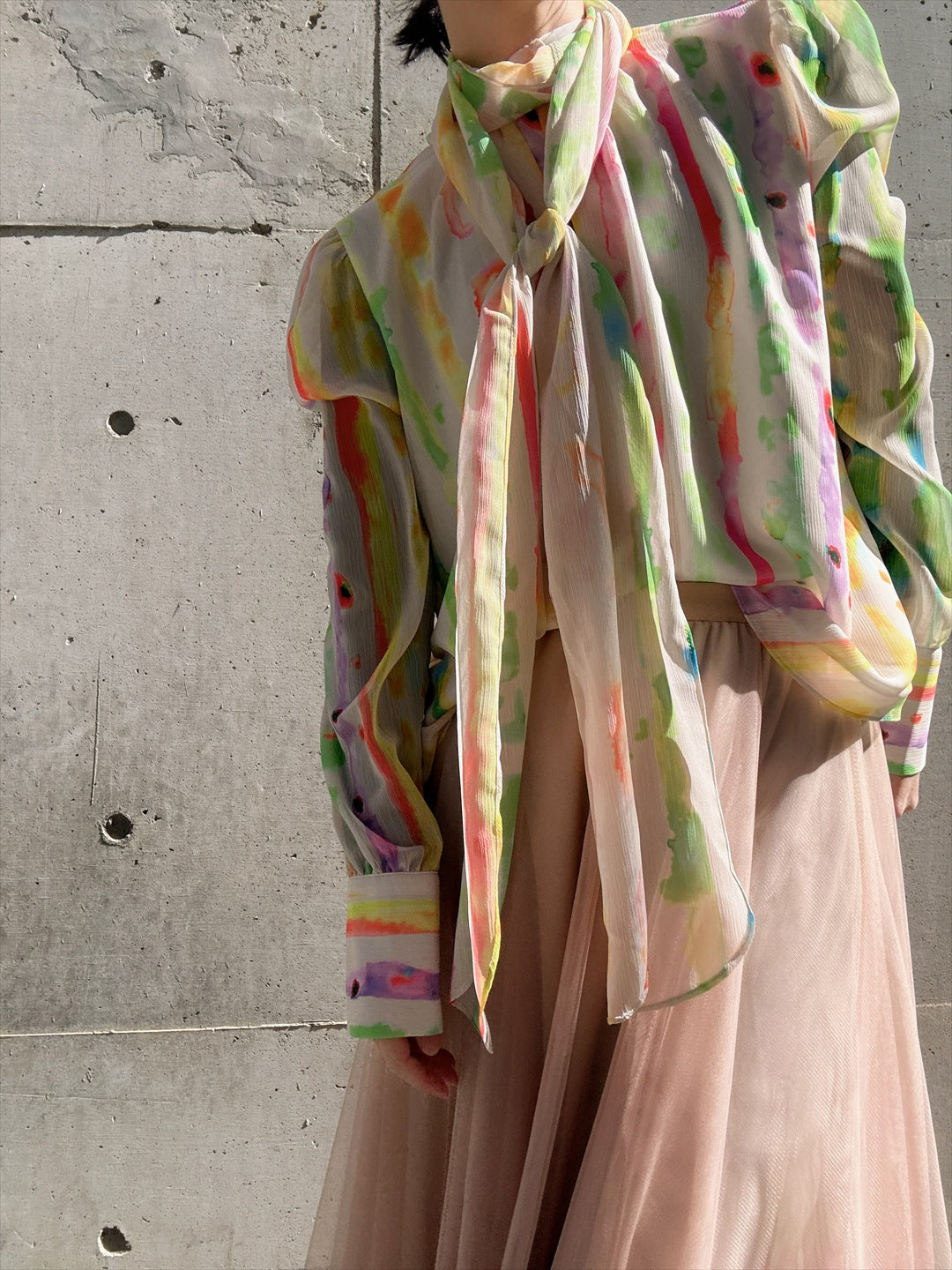 aurora paint bow tie blouse