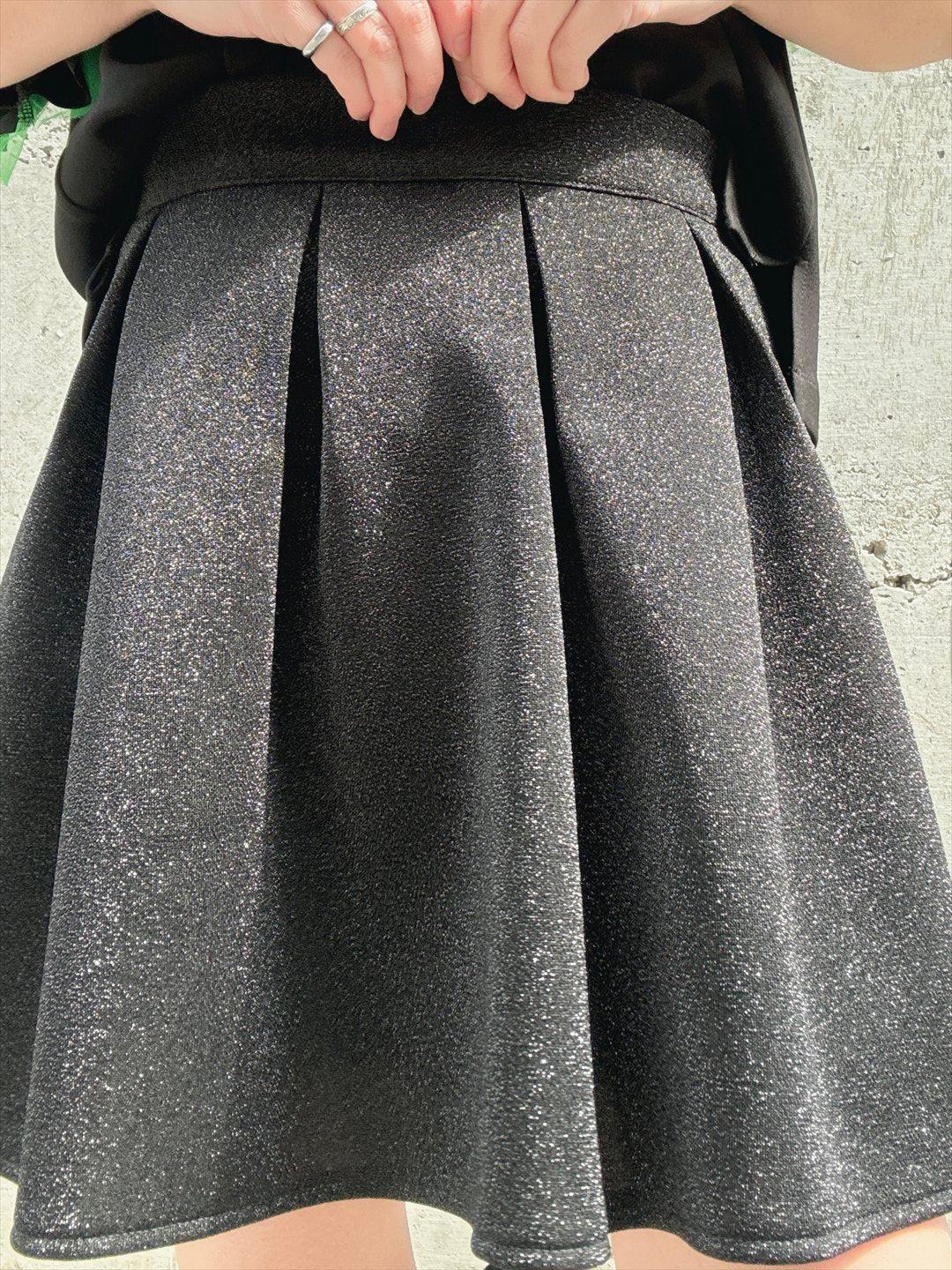 glitter pleated mini skirt