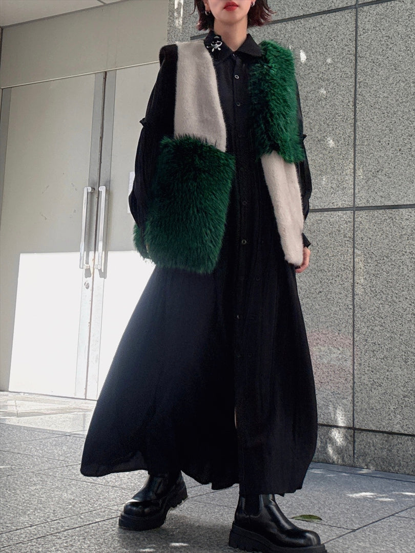 multi fake fur vest