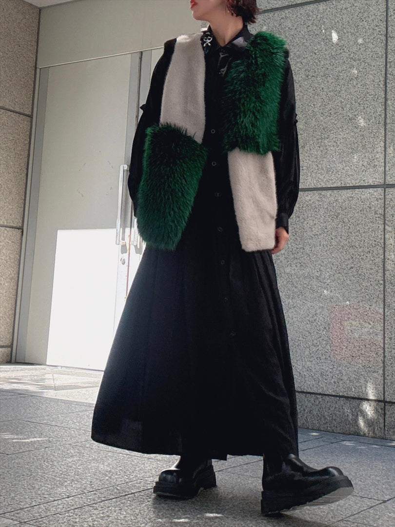 multi fake fur vest