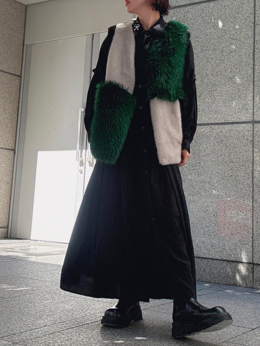 multi fake fur vest