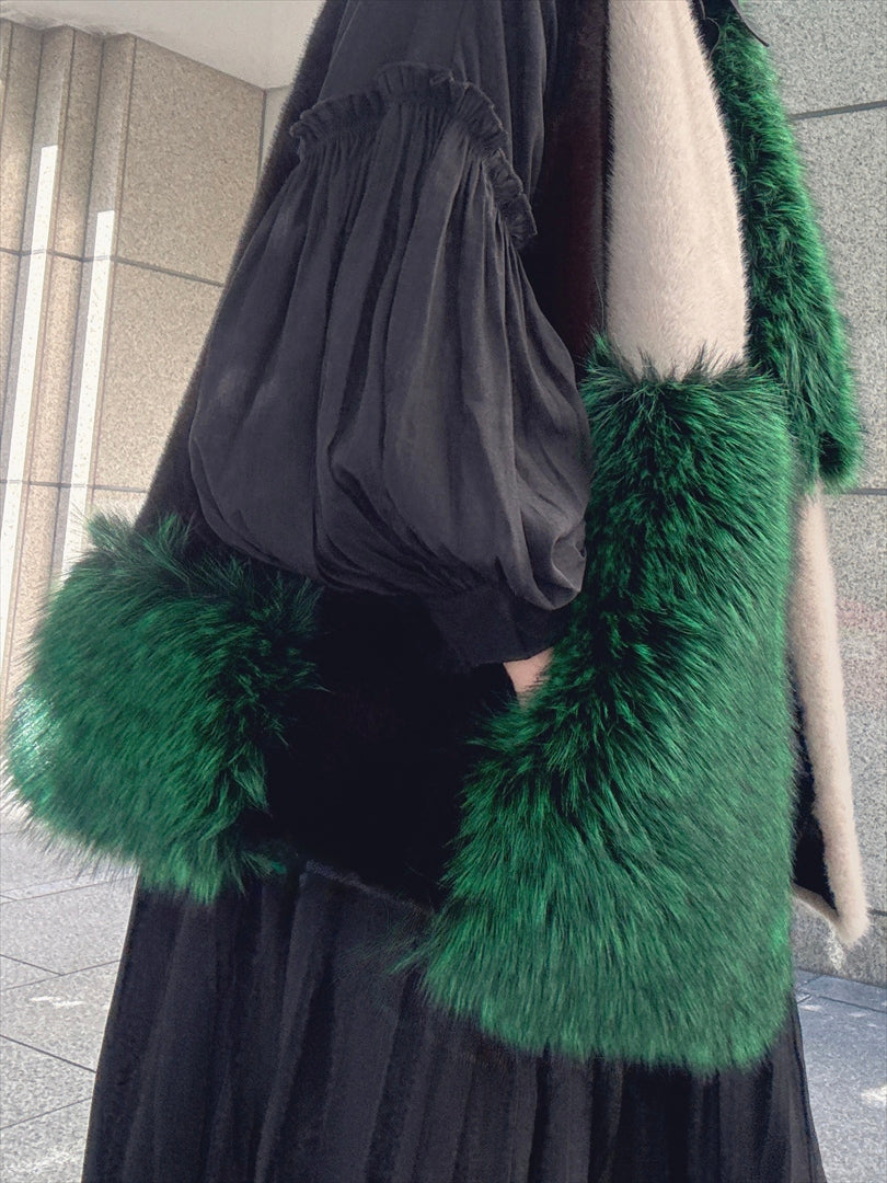 multi fake fur vest