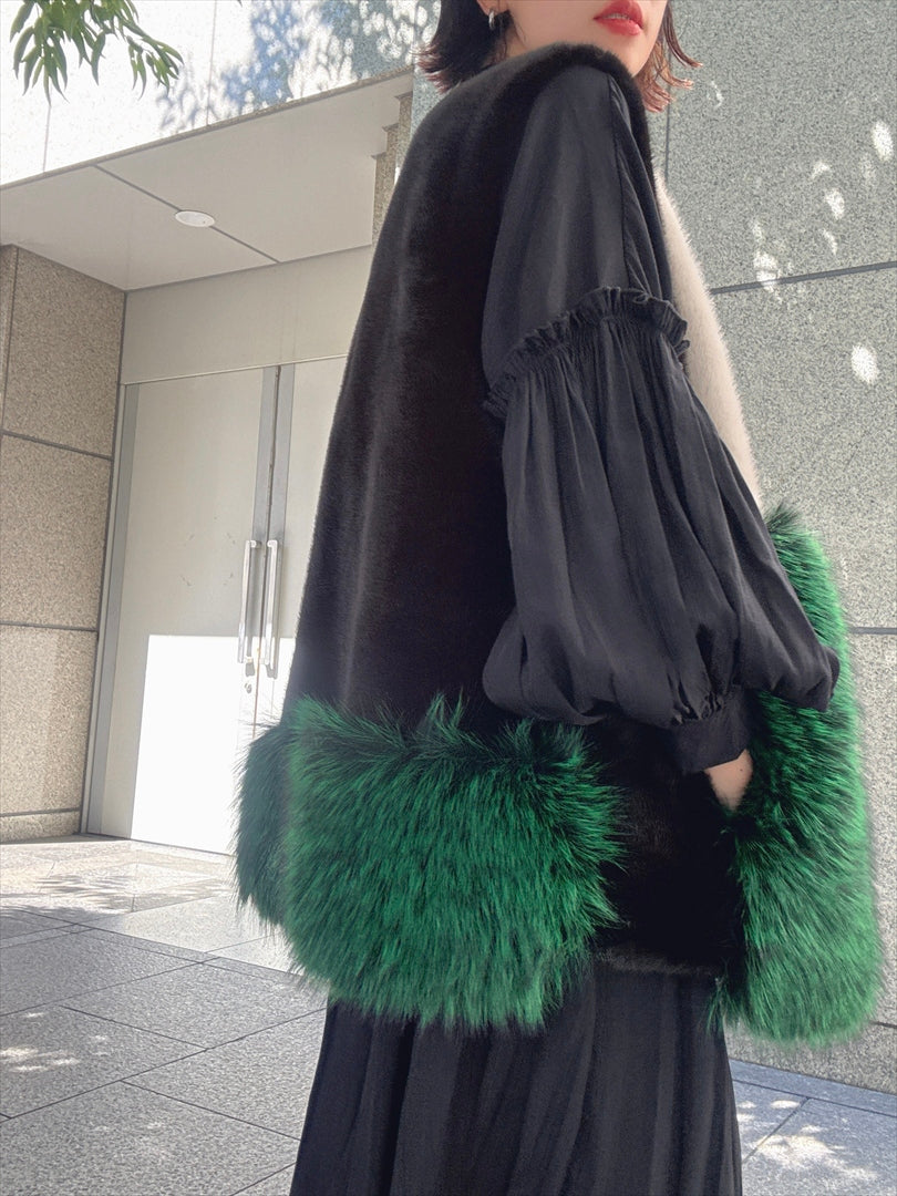 multi fake fur vest