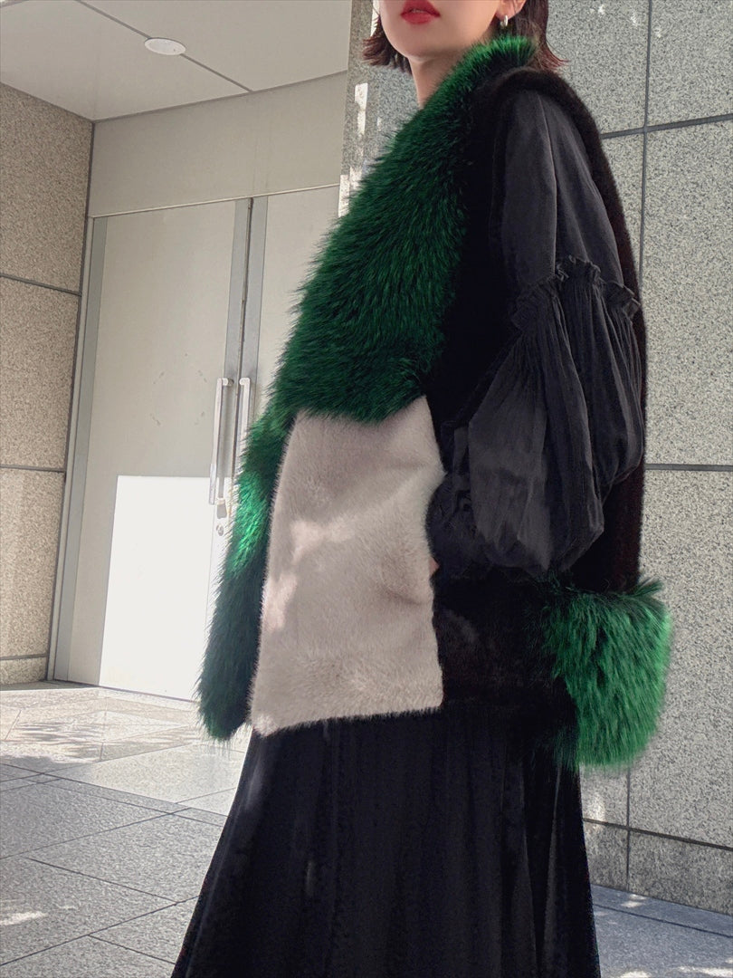 multi fake fur vest