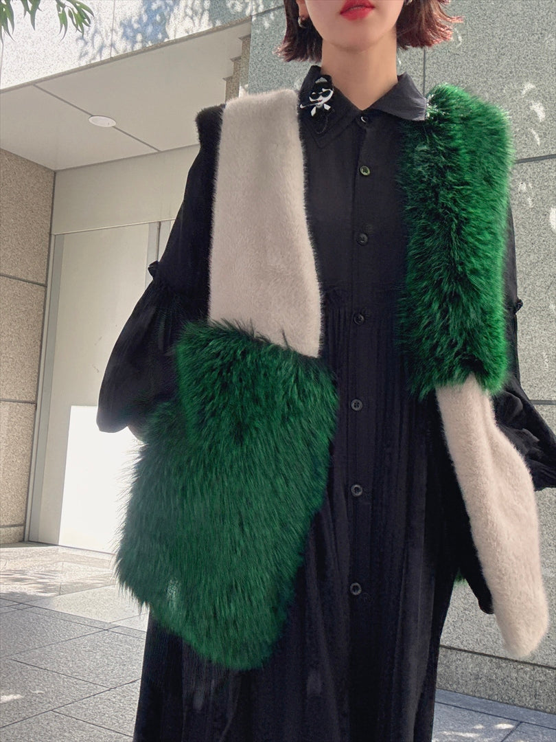 multi fake fur vest