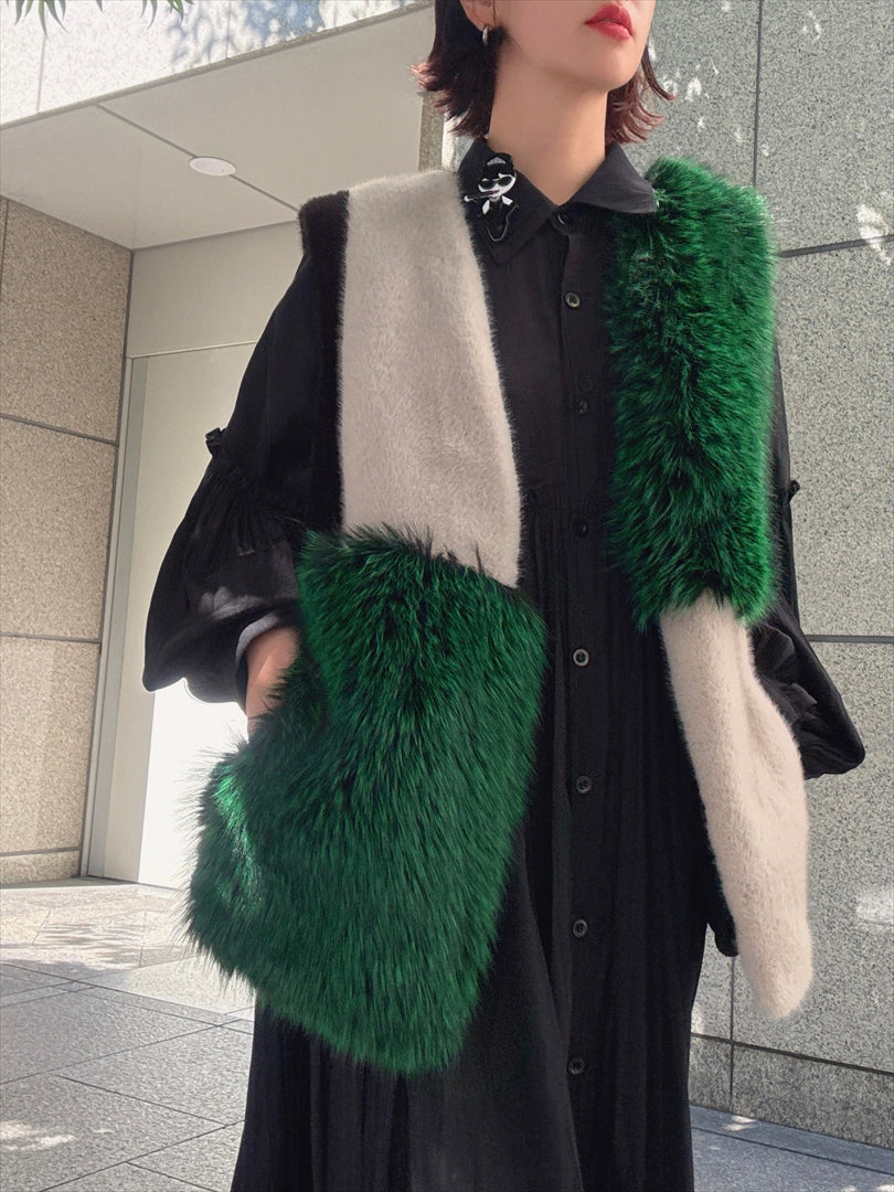 multi fake fur vest