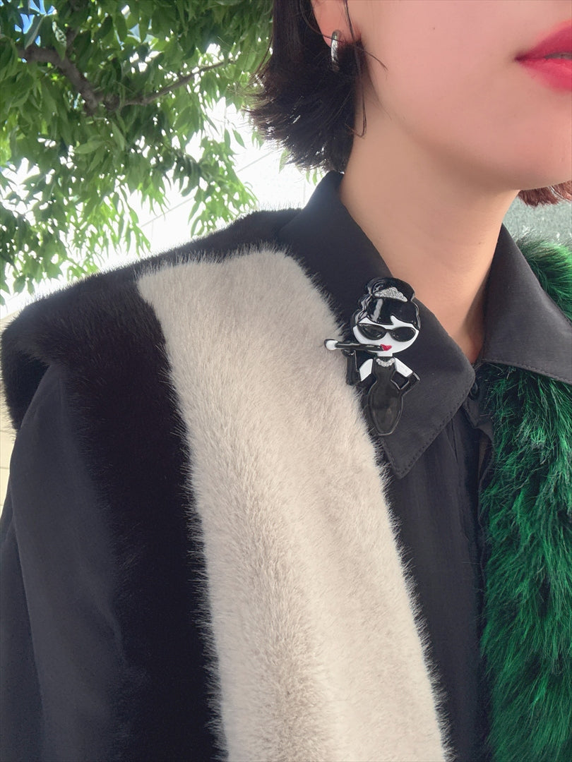 multi fake fur vest