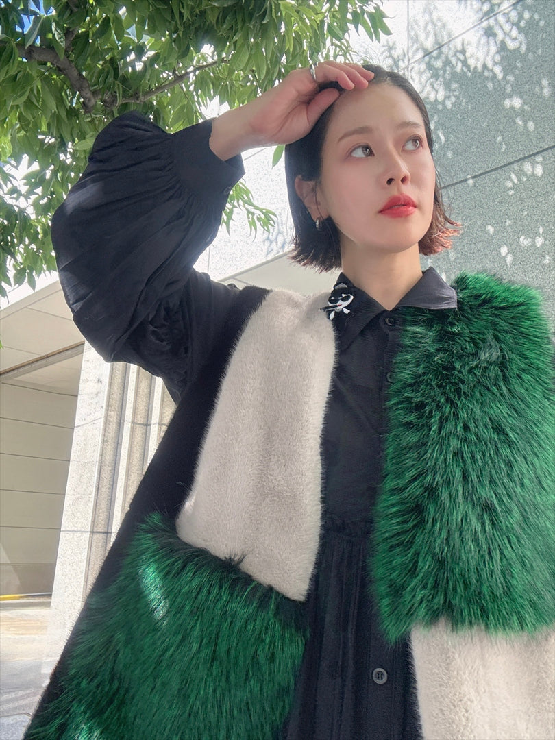 multi fake fur vest