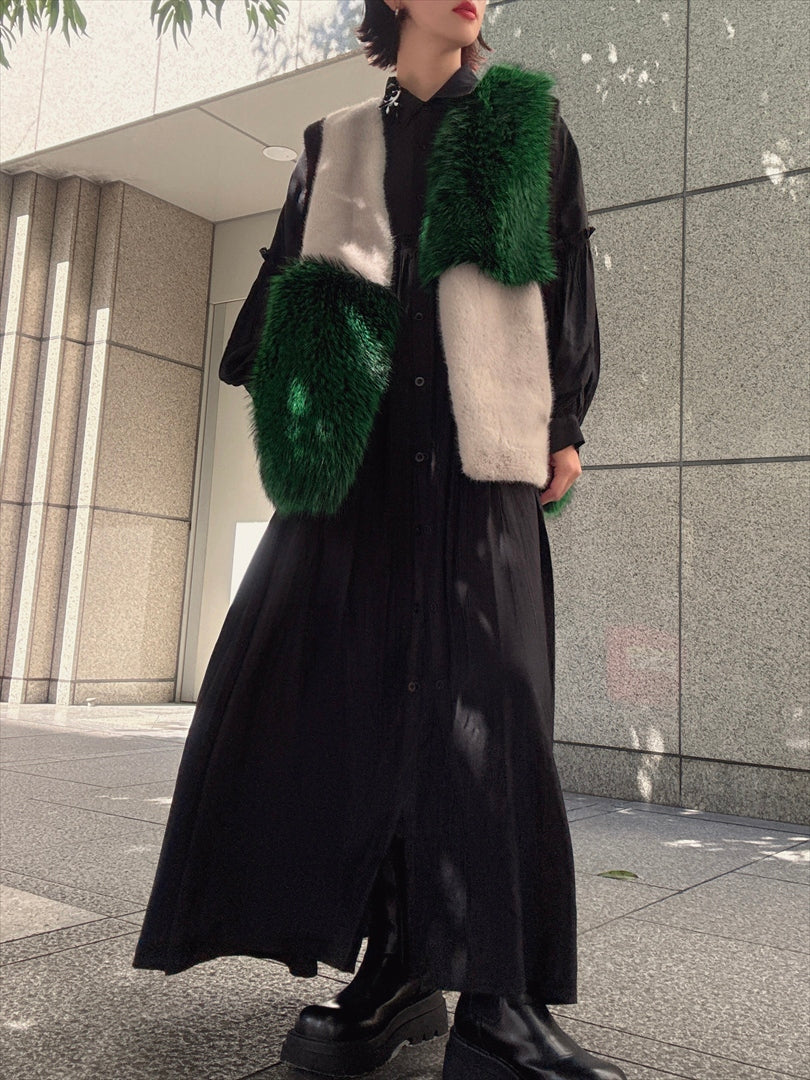 multi fake fur vest