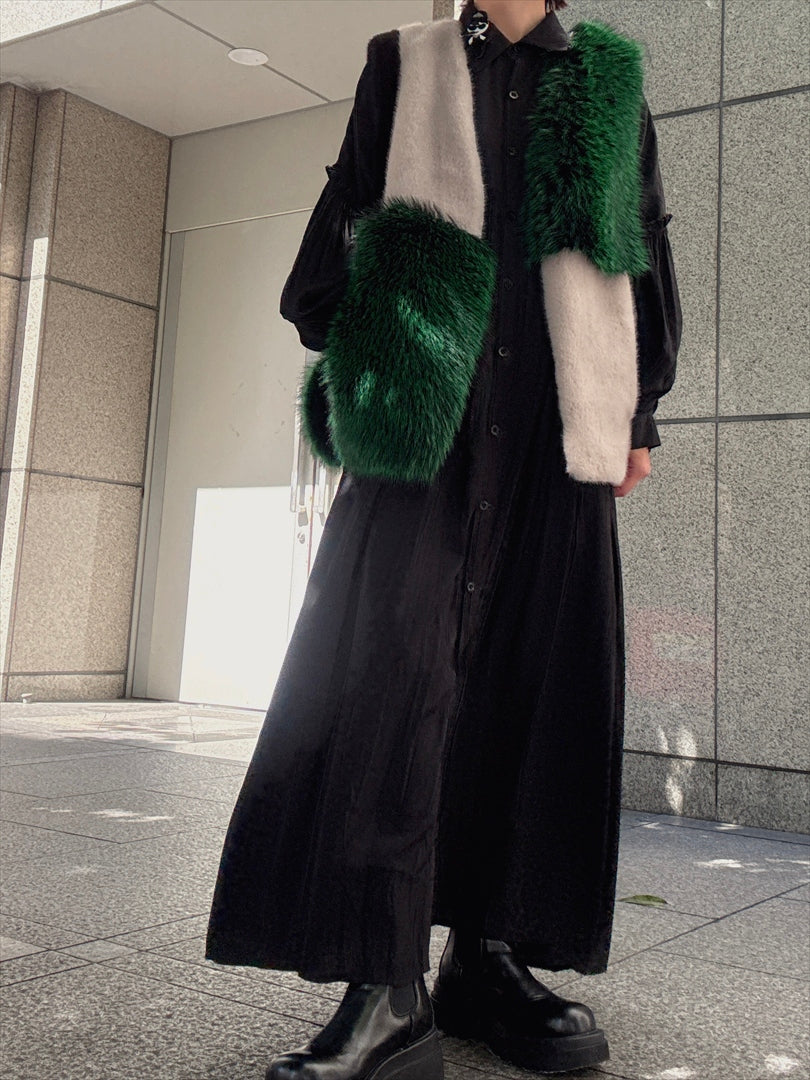multi fake fur vest