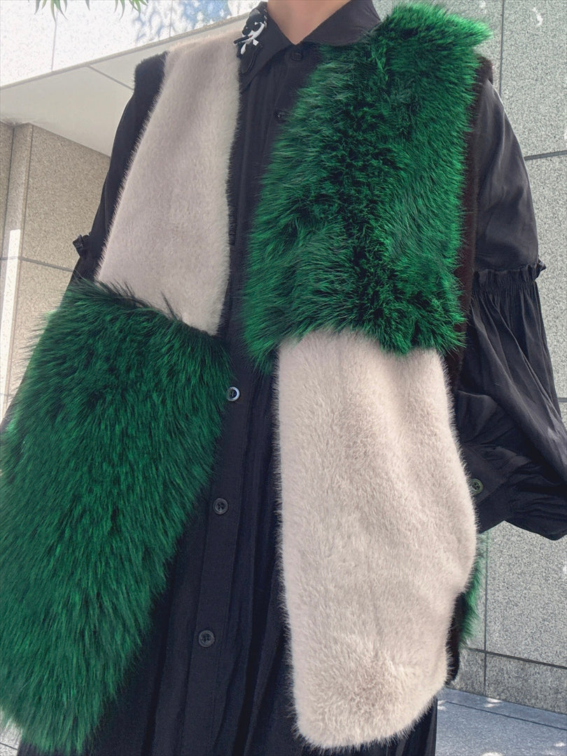 multi fake fur vest